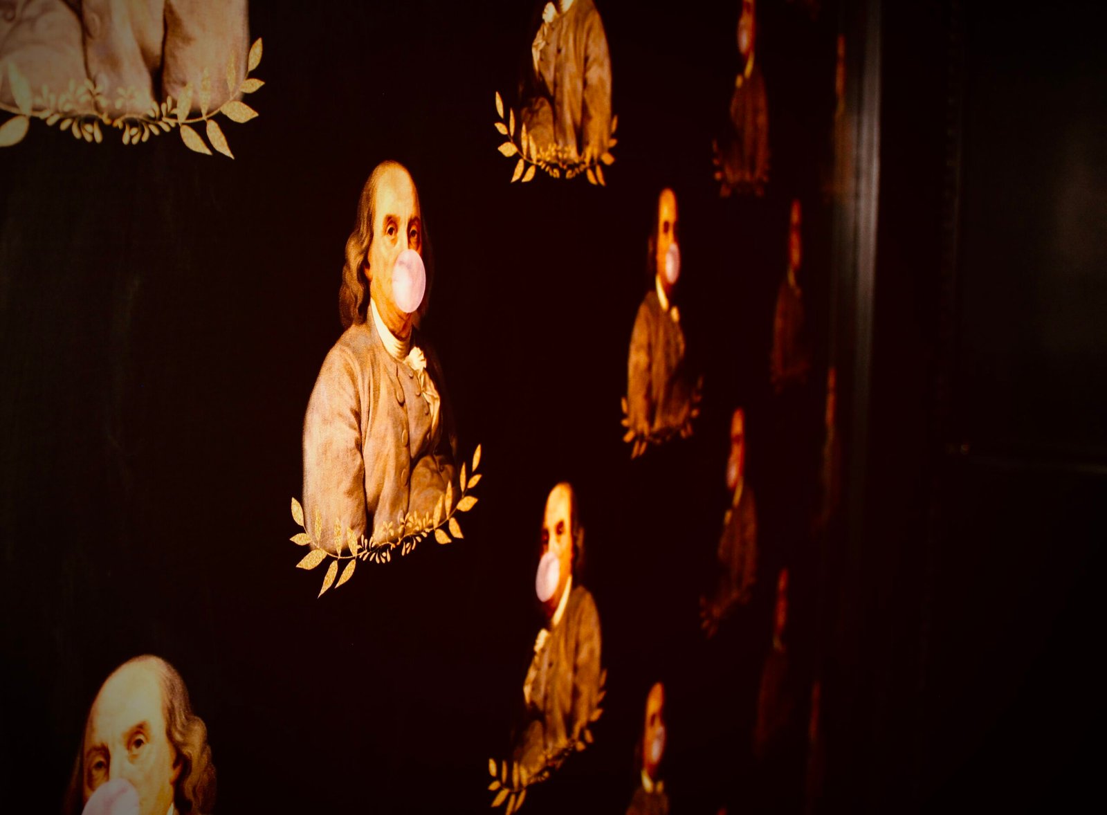 Ben Franklin bubblegum wallpaper in the venue
