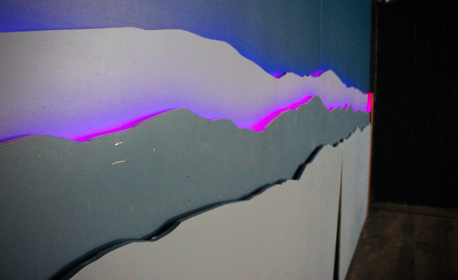 Mountain wall art with LED backlighting